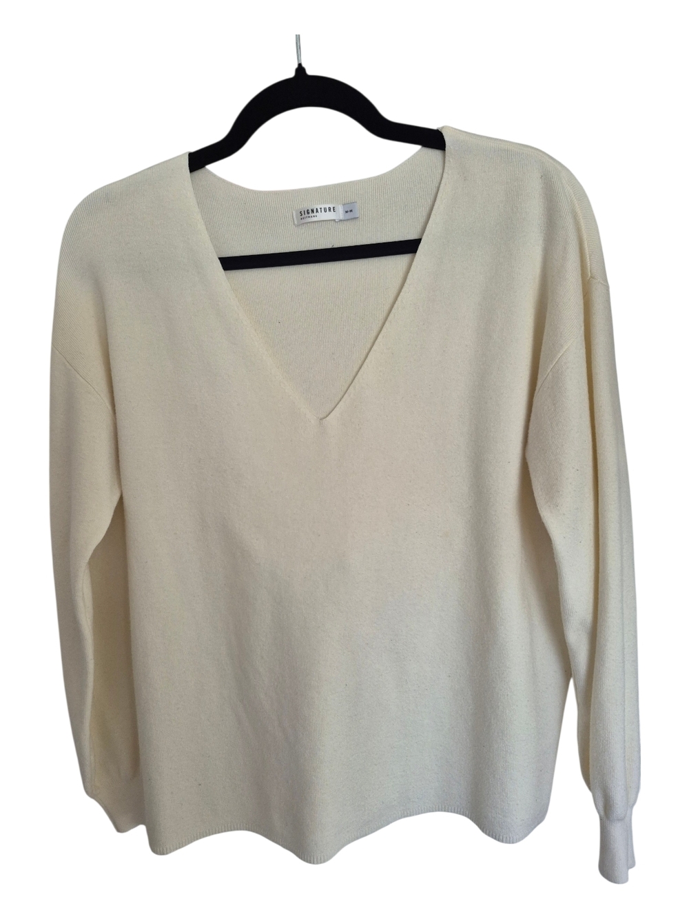 Signature Ivory V-Neck Knit Sweater